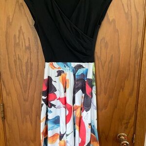 Chic Black and Multicolor Women's Midi Dress